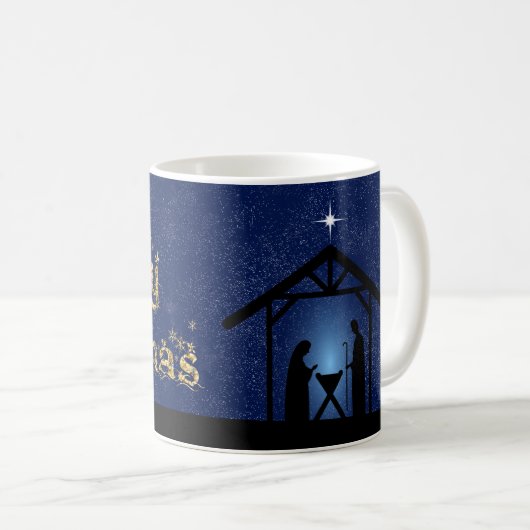 クリスマスのキリスト降誕の場面 宗教的 コーヒーマグカップ (正面右)
