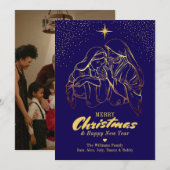 クリスマスのキリスト降誕の宗教的なエレガントな家族写真 シーズンカード (正面/裏面)
