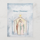 クリスマスのキリスト降誕 ヤシの木 水彩画 シーズンポストカード (正面)