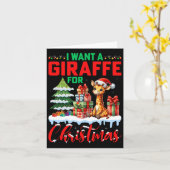 クリスマスのキリンが欲しい – Giraffe Lover Xma カード (黄色い花)