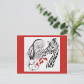 クリスマスのキリンとサンタクロース シーズンポストカード (スタンド正面)