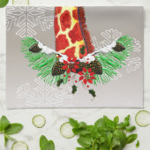 クリスマスのキリン キッチンタオル (折り畳み)