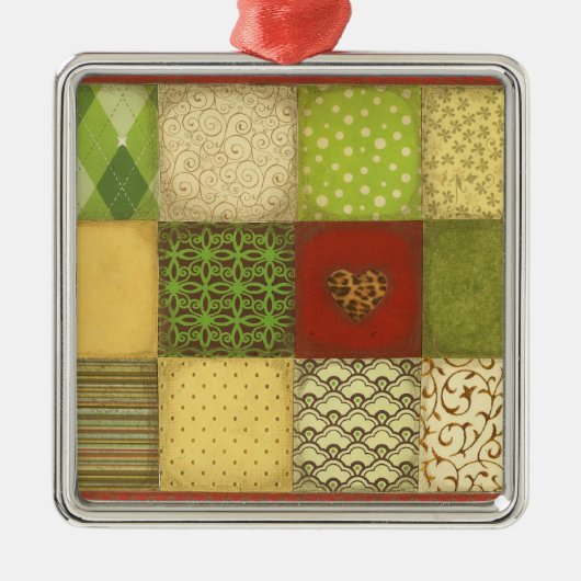 クリスマスのキルトのオーナメント メタルオーナメント (正面)