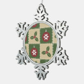 クリスマスのキルトのピューターのオーナメント スノーフレークピューターオーナメント (右)