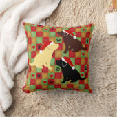 クリスマスのキルトのラブラドールの子犬の枕 クッション (ブランケット)