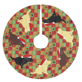 クリスマスのキルトのラブラドールの子犬 ブラッシュドポリエステルツリースカート