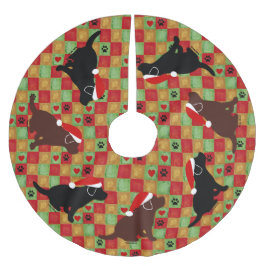 クリスマスのキルトのラブラドールの子犬 ブラッシュドポリエステルツリースカート