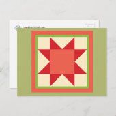 クリスマスのキルトの郵便はがき-鋸歯の星 シーズンポストカード (正面/裏面)