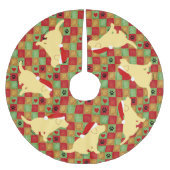 クリスマスのキルトの黄色のラブラドールの子犬 ブラッシュドポリエステルツリースカート (正面)