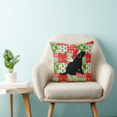 クリスマスのキルトの黒のラブラドールの子犬の枕 クッション (椅子)