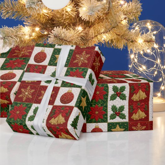 クリスマスのキルトスクエア ラッピングペーパー (クリスマス)