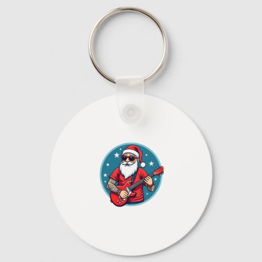 クリスマスのギタリスト ロックミュージック クリスマス (1) キーホルダー (正面)