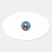 クリスマスのギタリスト ロックミュージック クリスマス(2) 楕円形シール (正面)