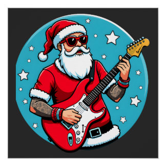 クリスマスのギタリスト ロック音楽 クリスマス (4) ポスター