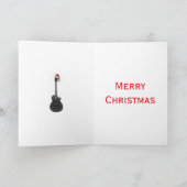 クリスマスのギター シンプルな黒と白 カード (内部)