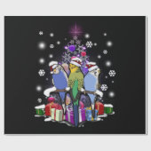 クリスマスのギフトおよび雪片とのセキセイインコ ラッピングペーパー (フラット)