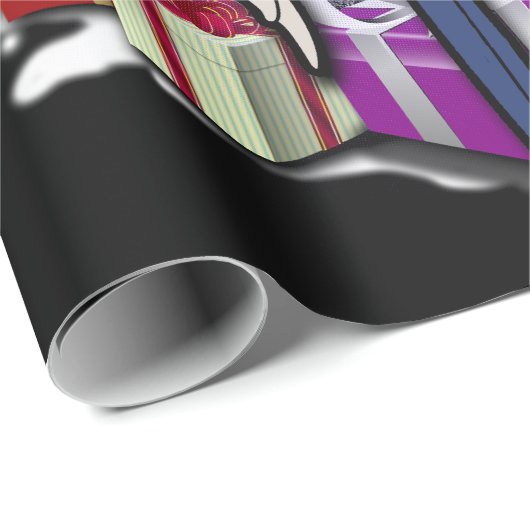 クリスマスのギフトおよび雪片とのセキセイインコ ラッピングペーパー (ロールコーナー)