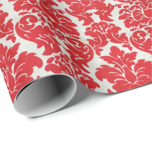 クリスマスのギフトのための赤いダマスク織の包装紙 ラッピングペーパー (ロールコーナー)