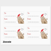 クリスマスのギフトのラベル名のサンタ猫ho ho ho 長方形シール (シート)