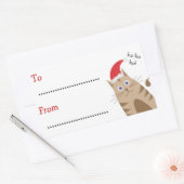 クリスマスのギフトのラベル名のサンタ猫ho ho ho 長方形シール (封筒)