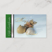 クリスマスのギフトカード証明書の緑の銀 割引カード (正面)