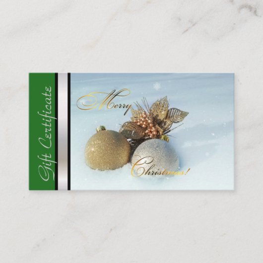 クリスマスのギフトカード証明書の緑の銀 割引カード (正面)