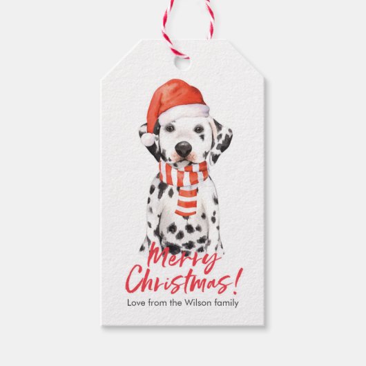 クリスマスのギフトタグかわいいダルマチアの子犬 ギフトタグ (正面)