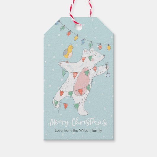 クリスマスのギフトタグかわいいホッキョクグマ飾の ギフトタグ (正面)