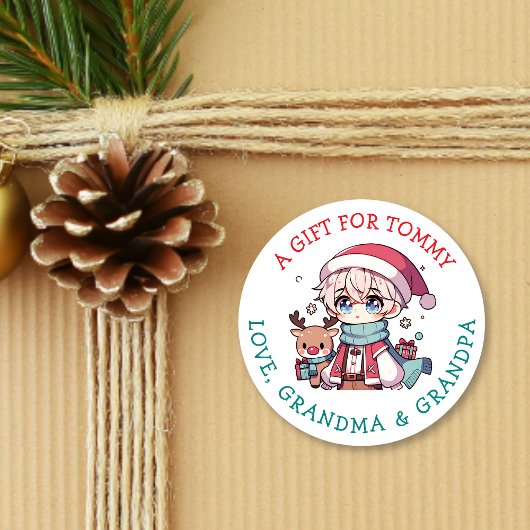 クリスマスのギフトタグ ラウンドシール