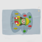 クリスマスのギフトボックスを持つ女の子 ゴルフタオル (横)