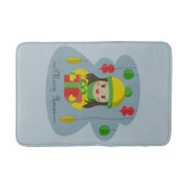 クリスマスのギフトボックスを持つ女の子 バスマット (正面)