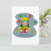 クリスマスのギフトボックスを持つ女の子 招待状 (スタンド正面)