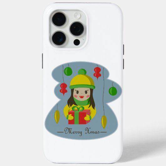 クリスマスのギフトボックスを持つ女の子 Case-Mate iPhoneケース (裏面)