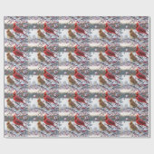 クリスマスのギフト用包装紙か（鳥）ショウジョウコウカンチョウ ラッピングペーパー (フラット)