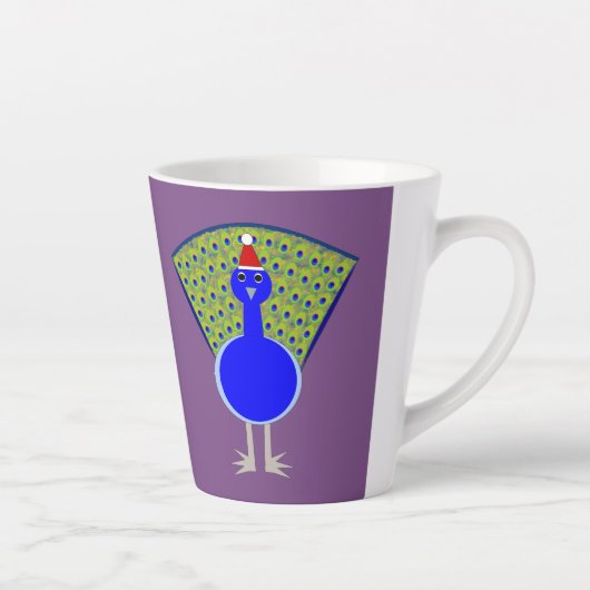 クリスマスのクジャクの面白グッズ カフェラテマグ (右)
