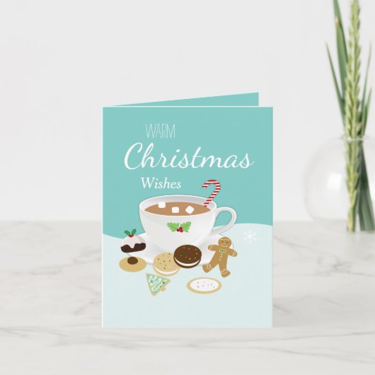 クリスマスのクッキーおよびココアの休日 シーズンカード (正面)
