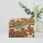 クリスマスのクッキーが大好きカラフル- Gingerbread シーズンポストカード (スタンド正面)