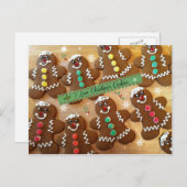 クリスマスのクッキーが大好きカラフル- Gingerbread シーズンポストカード (正面/裏面)
