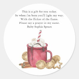 クリスマスのクッキーとココア – 祈りの言葉キャンドルラベル ラウンドシール