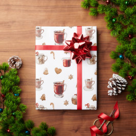 クリスマスのクッキーとドリンク ラッピングペーパー