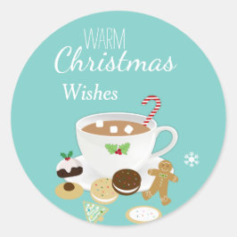 クリスマスのクッキーとホットチョコレートのホリデー ラウンドシール