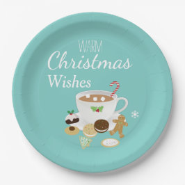クリスマスのクッキーとホットチョコレートの休日 ペーパープレート