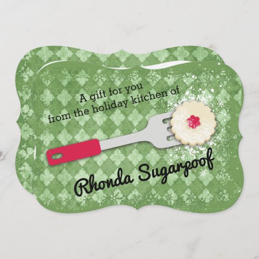 クリスマスのクッキーのへらによって粉にされる砂糖のベーキング シーズンカード (正面/裏面)