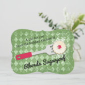 クリスマスのクッキーのへらによって粉にされる砂糖のベーキング シーズンカード (スタンド正面)