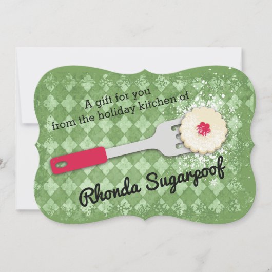 クリスマスのクッキーのへらによって粉にされる砂糖のベーキング シーズンカード (正面)