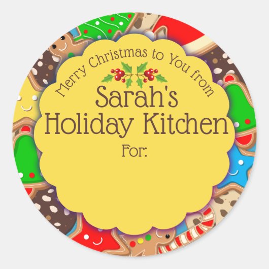 クリスマスのクッキーのキッチンからジンジャーパン ラウンドシール (正面)