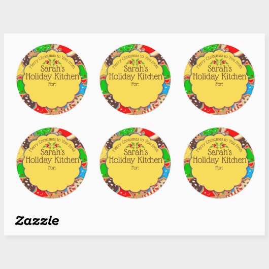 クリスマスのクッキーのキッチンからジンジャーパン ラウンドシール (シート)