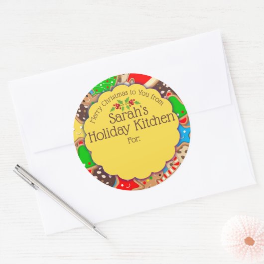 クリスマスのクッキーのキッチンからジンジャーパン ラウンドシール (封筒)