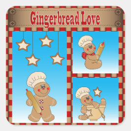 クリスマスのクッキーのジンジャーブレッドマン スクエアシール