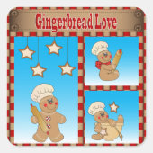 クリスマスのクッキーのジンジャーブレッドマン スクエアシール (正面)